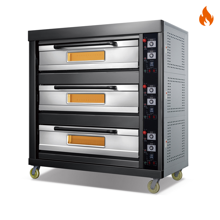 Room Temp.~400℃ 3 layers 6 trays Gas Oven Deck Oven Instrument Control 