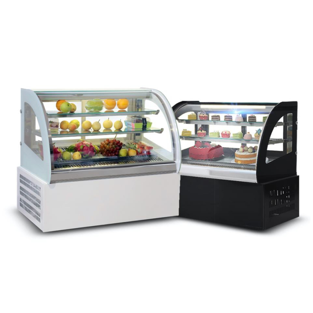 1200*510*760mm Curved 2 ~ 8°C Countertop Refrigerated Bakery Case ShowCase