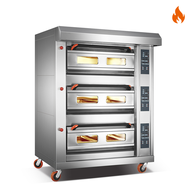 Room Temp.~400℃ 3 layers 6 trays Gas Oven Deck Oven Computer Control