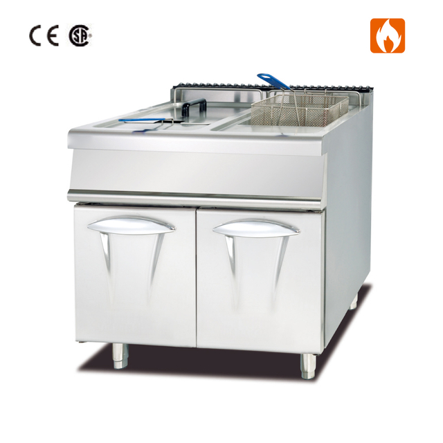 Gas Fryer(2-Tank&2-Basket) with Cabinet