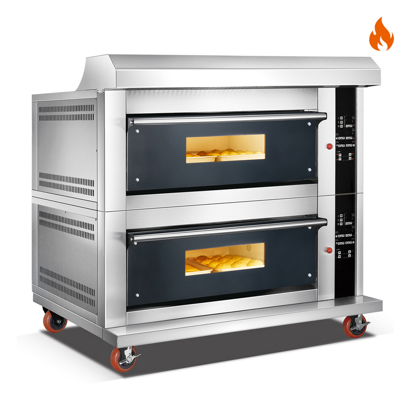 Room Temp.~400℃ 2 layers 4 trays Gas Tempered Glass Door Oven Deck Oven Computer Control 