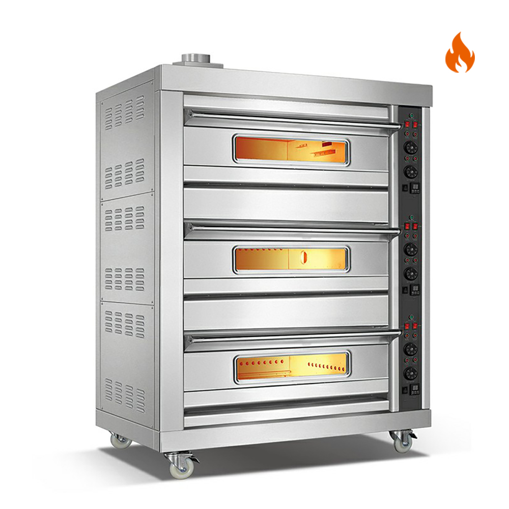 Room Temp.~350℃/400℃ 3 layers 3 trays Gas Oven Deck Oven Knob Control / Instrument Control 